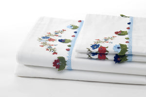 Blue Joy Handmade Lace Organic Cotton Sheet Set - Letters From Bosphorus