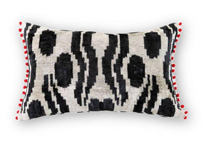 Ikat Red Pompom Pillow - Letters From Bosphorus