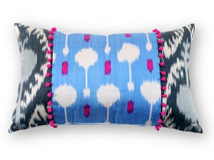 Ikat Pink Pompom Pillow - Letters From Bosphorus