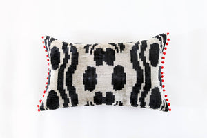 Ikat Red Pompom Pillow - Letters From Bosphorus