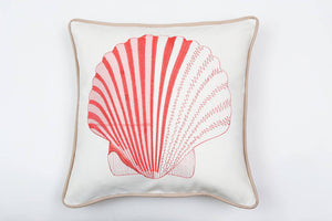 Cotton Scallop in Coral Pillow - Letters From Bosphorus