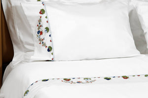 Blue Daisy Needle Lace Organic Cotton Bedding Set - Letters From Bosphorus
