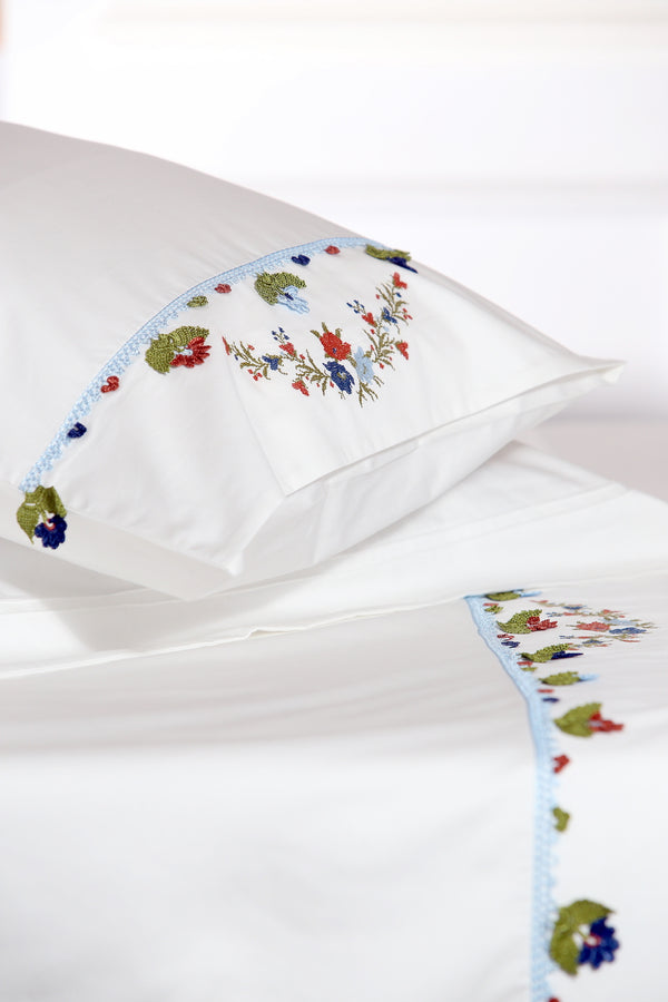 Blue Joy Handmade Lace Organic Cotton Sheet Set - Letters From Bosphorus