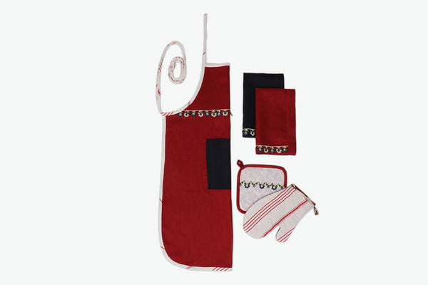 Red Kitchen Linen Set - Letters From Bosphorus