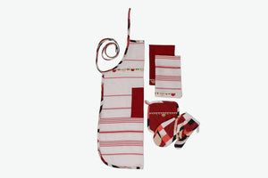 Striped Red Kitchen Linen Set - Letters From Bosphorus