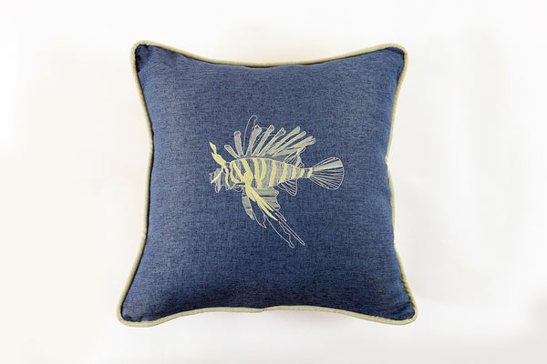 Lionfish Embroidered Pillow - Letters From Bosphorus