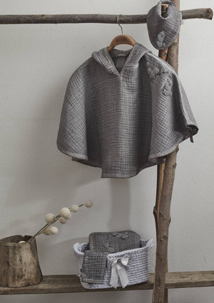 Organic Cotton Poncho Set-Grey - Letters From Bosphorus