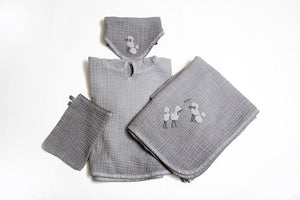 Organic Cotton Poncho Set-Grey - Letters From Bosphorus