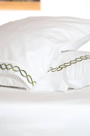 Twisted Mania Olive Green Organic Cotton Sheet Set - Letters From Bosphorus