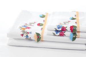 Yellow Joy Handmade Lace Organic Cotton Sheet Set - Letters From Bosphorus